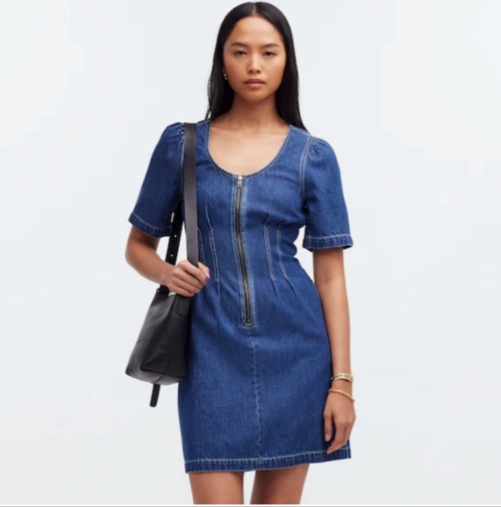 Madewell Denim Darted Mini Dress in Pixie Wash Size 0